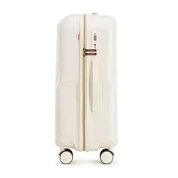 WITTCHEN Stylish Medium Suitcase Travel Suitcase Heavy Duty Polycarbonate Trolley 4 Double Castors TSA Combination Lock 3.8kg 65L Size M Cream Elements Rose Gold, cream, M, Modern