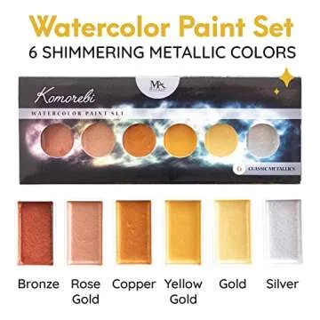 Komorebi Metallic Watercolor Paint Set – Set of 6 Shimmery Premium Colors – Portable and Lightweight – Perfect for Artists, Students, Kids & Hobbyists