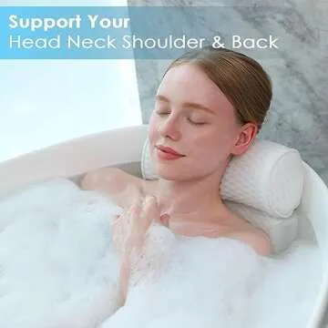 AEROiVi Bathtub Pillow Headrest Bath Pillows for Tub Neck and Back Support with Non Slip Suction Cup...