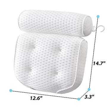AEROiVi Bathtub Pillow Headrest Bath Pillows for Tub Neck and Back Support with Non Slip Suction Cups Spa Bath Cushion Relaxing Bathroom Accessories