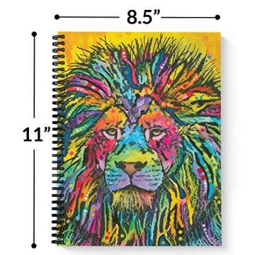 Softcover Lion Good Dean Russo 8.5" x 11" Spiral Notebook/Journal, 120 Wide Ruled Pages, Durable Gloss Laminated Cover, Black Wire-o Spiral. Made in the USA