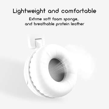 IMYB Kids Headphones, V1 Wired Stereo Foldable Tangle-Free 3.5mm Adjustable On-Ear Headphones for Kids for School/Toddlers/Childrens/Teens/Boys/Girls/Ipad/Tablet/Kindle/Phones/Travel/Plane (White)