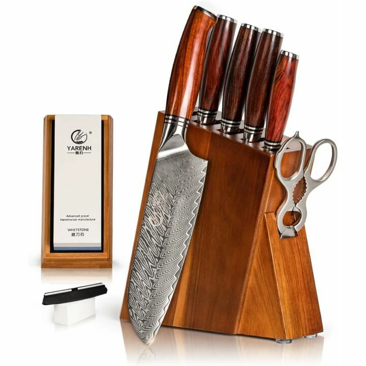 YARENH 8-Piece Damascus Kitchen Knife Set