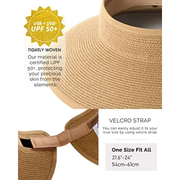 FURTALK Women's Sun Visor Hat Wide Brim UV Protection