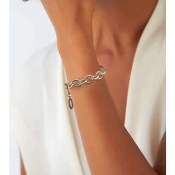 Aprilery Two Tone Wire Cable Bracelet for Women