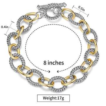 Aprilery Two Tone Wire Cable Bracelet for Women