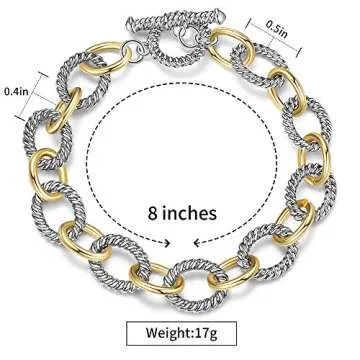 Aprilery Two Tone Wire Cable Bracelet for Women