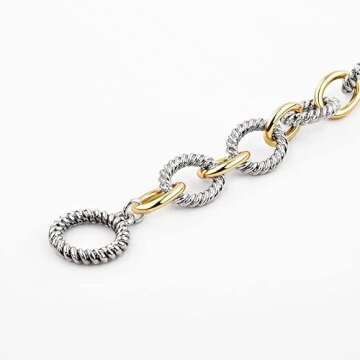 Aprilery Two Tone Wire Cable Bracelet for Women