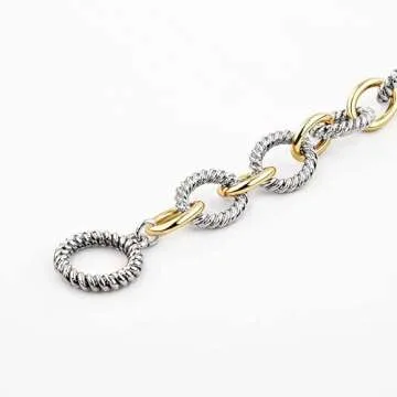 Aprilery Two Tone Wire Cable Bracelet for Women