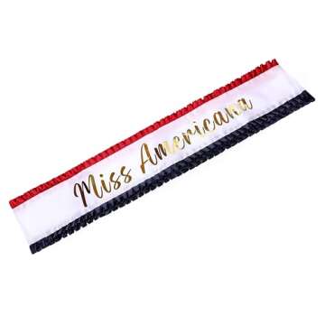 ASVP Shop Miss Americana Sash with Red and Blue Frills - Perfect for Patriotic Celebrations!