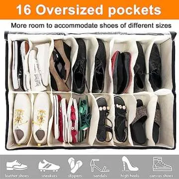 Homyfort Under Bed Shoe Organizer, Fits 32 Pairs