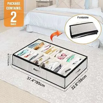 Homyfort Under Bed Shoe Organizer, Fits 32 Pairs