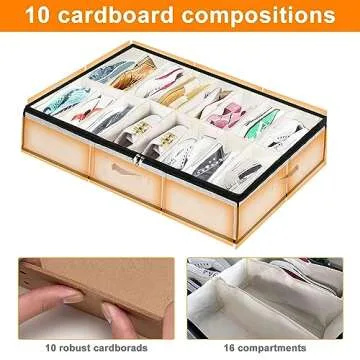 Homyfort Under Bed Shoe Organizer, Fits 32 Pairs