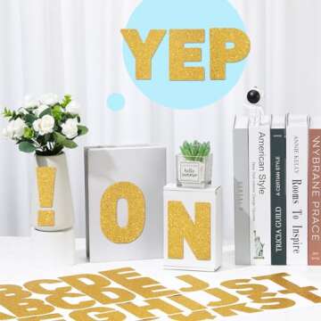 Harloon 232 Pcs 24 Sheets Large Glitter Letter Stickers Big Font Alphabet Letter Self Adhesive Lette...