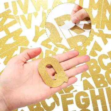 Harloon 232 Pcs 24 Sheets Large Glitter Letter Stickers Big Font Alphabet Letter Self Adhesive Letters Kit Mailbox Stickers for Mailbox Bulletin Boards Classroom Home(Gold,4 Inch)