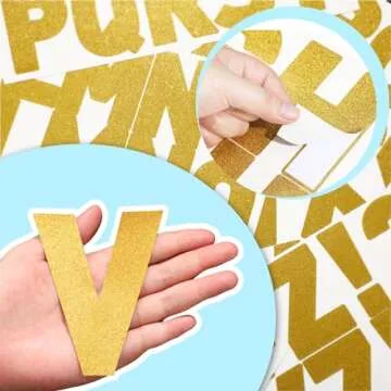 Harloon 232 Pcs 24 Sheets Large Glitter Letter Stickers Big Font Alphabet Letter Self Adhesive Letters Kit Mailbox Stickers for Mailbox Bulletin Boards Classroom Home(Gold,4 Inch)