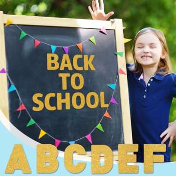 Harloon 232 Pcs 24 Sheets Large Glitter Letter Stickers Big Font Alphabet Letter Self Adhesive Letters Kit Mailbox Stickers for Mailbox Bulletin Boards Classroom Home(Gold,4 Inch)