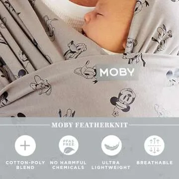 Moby Wrap Baby Carrier | Vintage Mickey & Friends | Baby Wrap Carrier for Newborns & Infants | #1 Baby Wrap | Keeps Baby Safe & Secure | Adjustable for All Body Types | Disney Baby