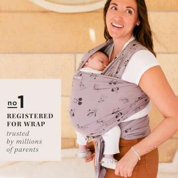 Moby Wrap Baby Carrier | Vintage Mickey & Friends | Baby Wrap Carrier for Newborns & Infants | #1 Baby Wrap | Keeps Baby Safe & Secure | Adjustable for All Body Types | Disney Baby