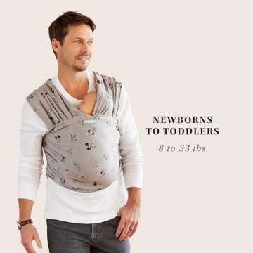 Moby Wrap Baby Carrier | Vintage Mickey & Friends | Baby Wrap Carrier for Newborns & Infants | #1 Baby Wrap | Keeps Baby Safe & Secure | Adjustable for All Body Types | Disney Baby