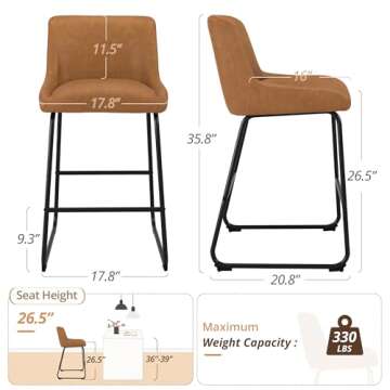 LUE BONA 26 Inch Counter Height Bar Stools Set of 4 - Modern Comfort Solution for Your Kitchen