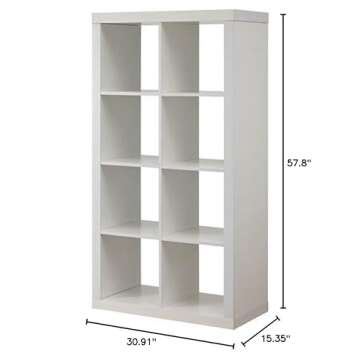 Better Homes and Gardens Furniture 8-Cube Room Organizer Storage Divider/Bookcase (White)