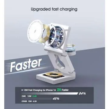 3 in 1 Wireless Charging Station for Apple Multiple Devices - Foldable Magnetic Wireless Charger Doc...