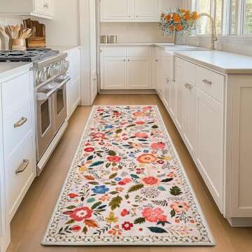 Hallway Runner Rug 2X6 - Washable Non-Slip Floral Vintage Kitchen Mats
