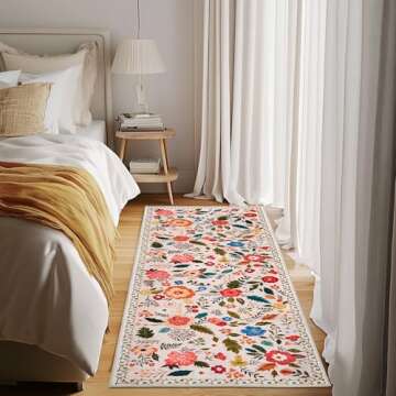 Hallway Runner Rug 2X6 - Washable Floral Non-Slip Beauty