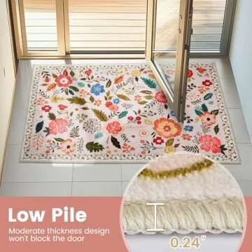 Hallway Runner Rug 2X6 - Washable Floral Non-Slip Beauty