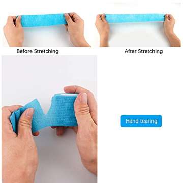 24 Pack Self Adherent Cohesive Wrap Bandages 2 Inches X 5 Yards, First Aid Tape, Elastic Self Adhesive Tape, Athletic, Sports wrap Tape, Bandage Wrap for Sports, Wrist, Ankle (Rainbow Color)