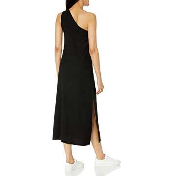 The Drop Women's Mickey Loose-fit One-Shoulder Cutout Rib Knit Maxi Dress, Black, 3X, Plus Size