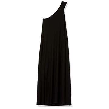 The Drop Women's Mickey Loose-fit One-Shoulder Cutout Rib Knit Maxi Dress, Black, 3X, Plus Size