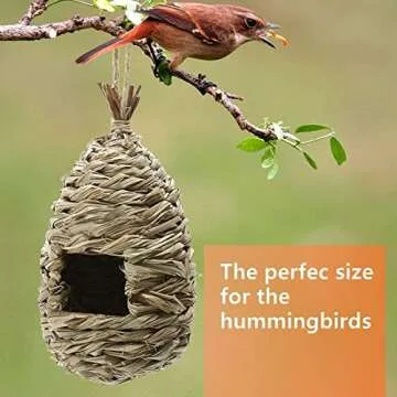 AQUEENLY Hummingbird House Set of 3 Hand Woven Hummingbird Houses Nest Small Hanging Audubon Birdhouse