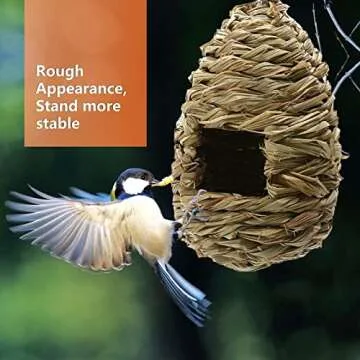 AQUEENLY Hummingbird House Set of 3 Hand Woven Hummingbird Houses Nest Small Hanging Audubon Birdhouse