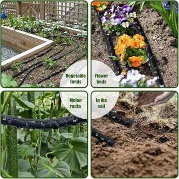 Flat Soaker Hose 100ft, Garden Hose with Heavy Duty Double Layer Design, Drip Irrigation Hose Saves ...