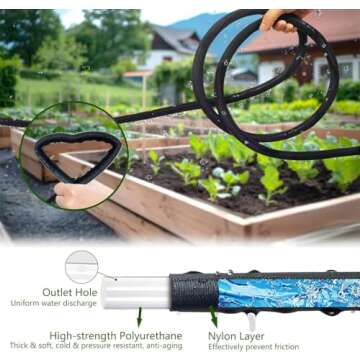 Flat Soaker Hose 100ft Saves Water for Efficient Gardening