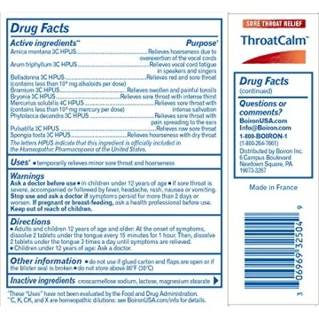 Throat Calm Homeopathic Sore Throat Relief for All Ages