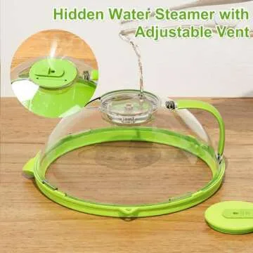 Upgraded Microwave Splatter Cover for Food,Clear Microwave Cover with Water Steamer,Adjustable Vented Splatter Guard,10" Plate Covers,Kitchen Essentials & Gadgets and Accessories