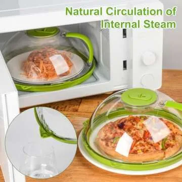Upgraded Microwave Splatter Cover for Food,Clear Microwave Cover with Water Steamer,Adjustable Vented Splatter Guard,10" Plate Covers,Kitchen Essentials & Gadgets and Accessories