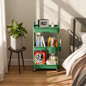 Sorgion 3 Tier Rolling Cart Organizer,Laundry Room Bathroom Organizers and Storage Office Shelves Mo...