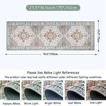 Moynesa Ultra-Thin Washable Runner Rug - 2'6" x 8' Hallway Runner Rug Washable Kitchen Rug Runner Ba...
