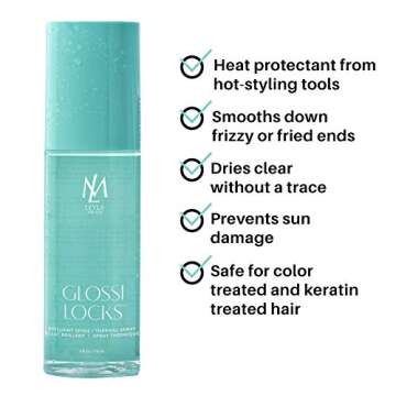 Leyla Milani Glossilocks Hair Shine Spray - Professional Shine Hairspray Thermal Heat Protectant Sprays to Prevent Dry Damaged Hair, Anti Frizz from Hot Hair Styling Tools and Sun Damage - 4oz
