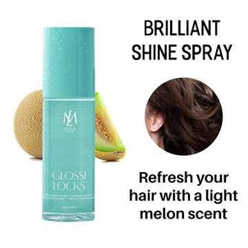 Leyla Milani Glossilocks Hair Shine Spray - Professional Shine Hairspray Thermal Heat Protectant Sprays to Prevent Dry Damaged Hair, Anti Frizz from Hot Hair Styling Tools and Sun Damage - 4oz