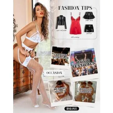 RSLOVE Women's Lace Top Fishnet Thigh-High Stockings with Antiskid Silicone Sexy Stay Up Tights Pantyhose White