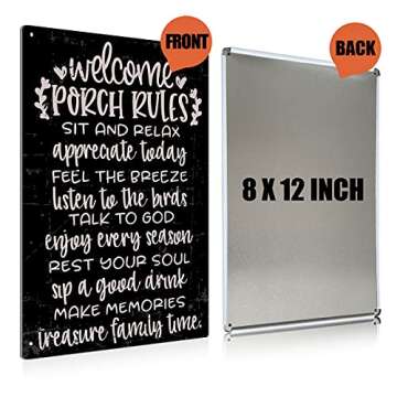 Vintage Welcome Patio Rules Sign Metal Tin Sign Wall Art Decor - Retro Sign for Home Patio Decor Gif...
