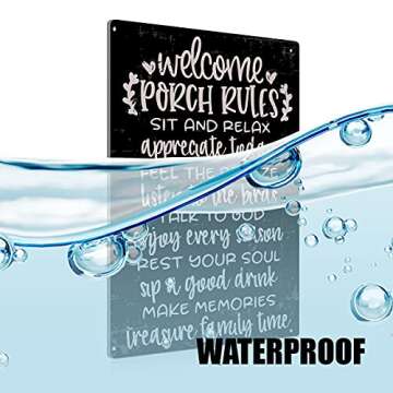 Vintage Welcome Patio Rules Sign Metal Tin Sign Wall Art Decor - Retro Sign for Home Patio Decor Gifts - 8x12 Inch