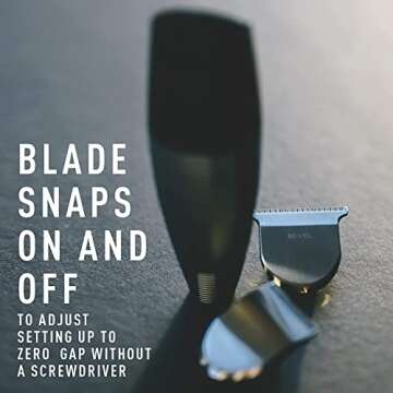 Bevel Beard Trimmer for Men - Cordless Trimmer, 6 Hour Rechargeable Battery Life, Tool Free Adjustable Zero Gapped Blade, Barber Supplies, Mustache Trimmer, Silver