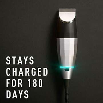 Bevel Beard Trimmer for Men - Cordless Trimmer, 6 Hour Rechargeable Battery Life, Tool Free Adjustable Zero Gapped Blade, Barber Supplies, Mustache Trimmer, Silver