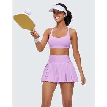 CRZ YOGA Strappy Sports Bras for Women - Criss Cross Back Wireless Padded Yoga Workout Cami Top Lilac Medium